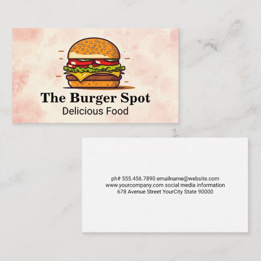 Burger Illustration | Restaurant Visitenkarte (Vorne/Hinten)