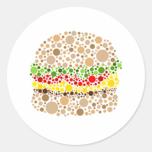 Burger in Punkten Runder Aufkleber