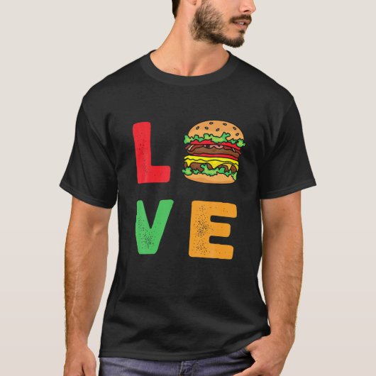 Burger ist meine LIEBE Funny Valentine's Day Burge T-Shirt (Vorderseite)