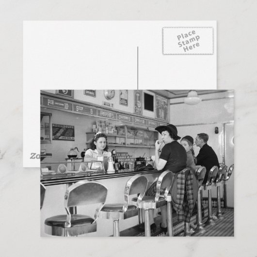 Burger Joint der 40er Jahre Postkarte (Vorne/Hinten)