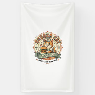 Burger-Katzen-Maskottchen Katze Fast-Food-Maskottc Banner