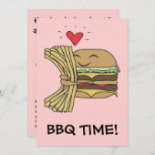 Burger Lieben Fries GRILLEN Einladung (Vorne/Hinten)