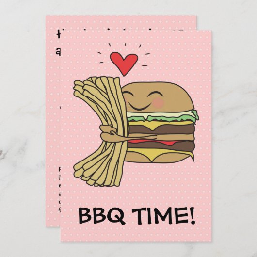 Burger Lieben Fries GRILLEN Einladung (Vorne/Hinten)