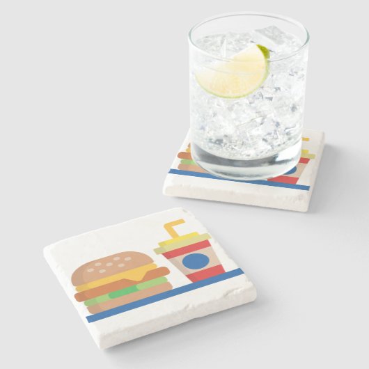 Burger Meal Steinuntersetzer (Seitenansicht)