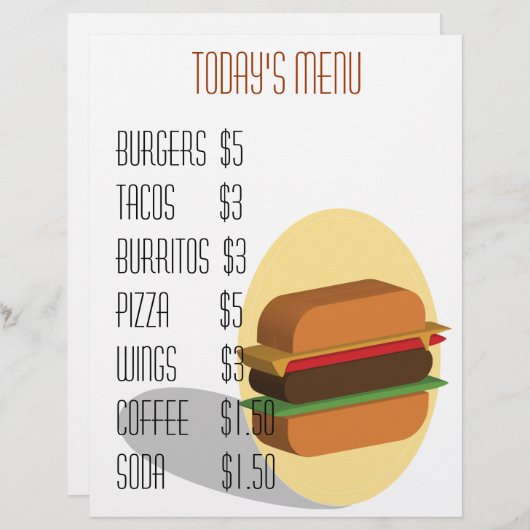 Burger-Menü (Vorne/Hinten)