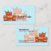 Burger mit gebratenem Huhn, Pommes frites und Soda Visitenkarte (Vorne/Hinten)