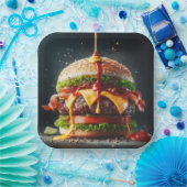 Burger mit Spritzsoße Pappteller (Party)