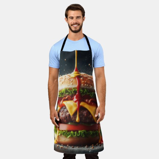 Burger mit Spritzsoße Schürze (Getragen)