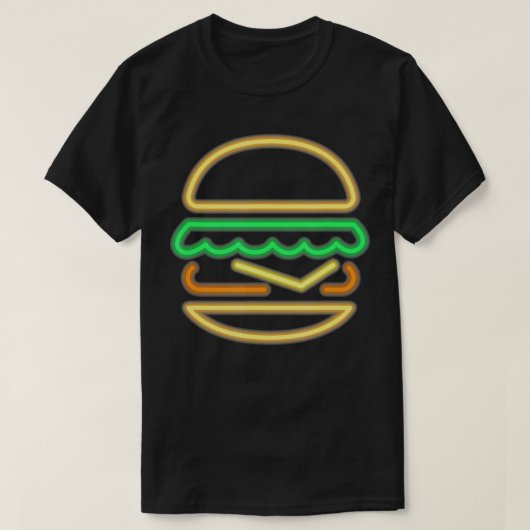 Burger Neon Style eines klassischen 80er Retro Neo T-Shirt (Design vorne)