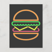 Burger Neon Tshirt - Klassischer 80er Retro Postkarte (Vorderseite)