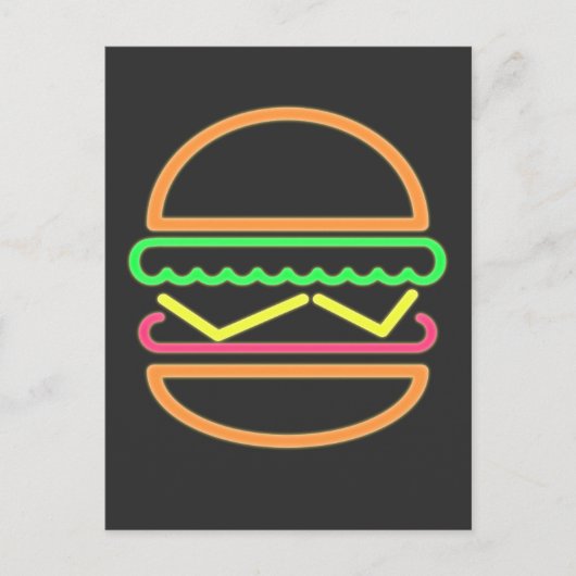 Burger Neon Tshirt - Klassischer 80er Retro Postkarte (Vorderseite)