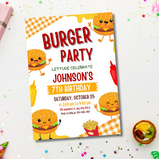 Burger Party Geburtstagseinladung, GRILLEN im Hint Einladung