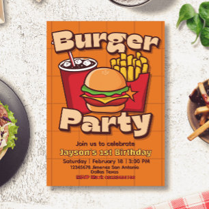 Burger-Party-Jungen-Geburtstags-Einladung Einladung