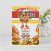 Burger Party Themed Invitation Einladung (Stehend Vorderseite)