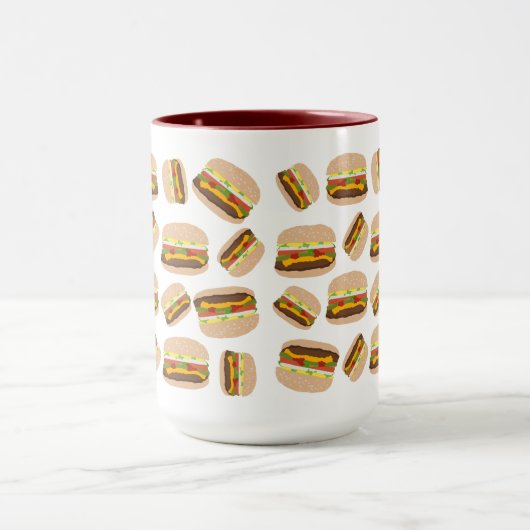Burger Pattern Fun Feinschmecker Tasse (Zentrum)