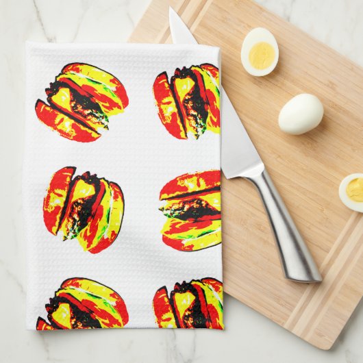 Burger Pattern Geschirrtuch (Viertel Falte)