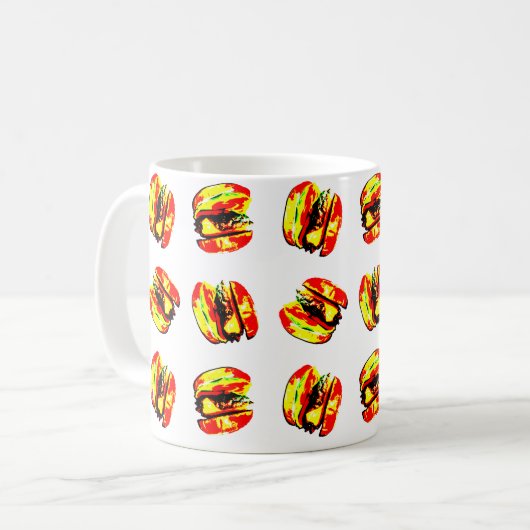 Burger Pattern Kaffeetasse (Vorderseite Links)