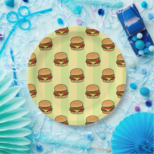 Burger Pattern Pappteller (Party)
