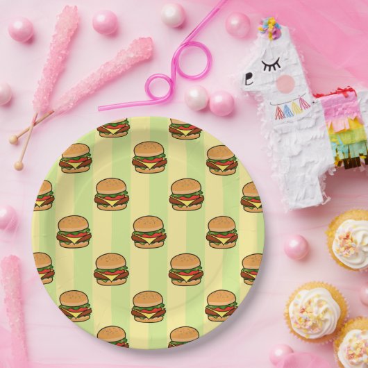 Burger Pattern Pappteller (Party)