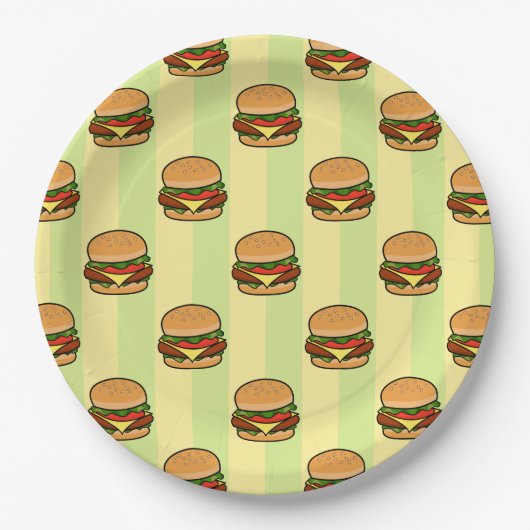 Burger Pattern Pappteller (Vorderseite)