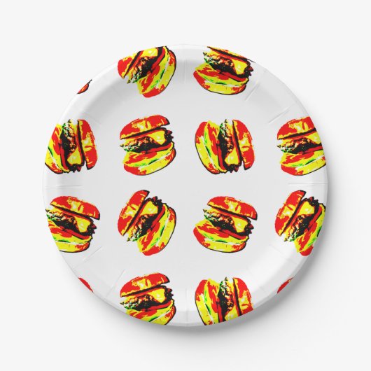 Burger Pattern Pappteller (Vorderseite)