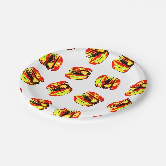 Burger Pattern Pappteller (Schrägansicht)