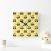 Burger Pattern Quadratische Wanduhr (Zuhause)