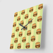 Burger Pattern Quadratische Wanduhr (Winkel)
