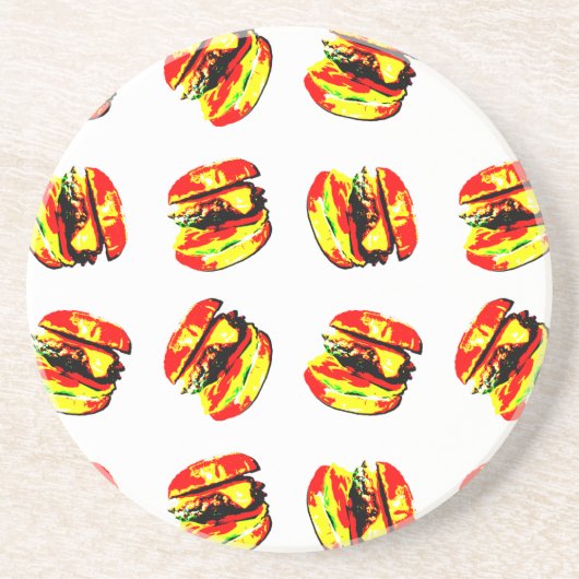Burger Pattern Sandstein Untersetzer (Vorne)