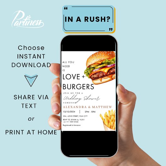 Burger Picnic GRILLEN Polterabend Einladung