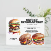 Burger Pommes Frites bauen Ihr eigenes Fast Food P Einladung (Stehend Vorderseite)