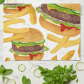 Burger & Pommes Frites Geschirrtuch (Gefaltet)