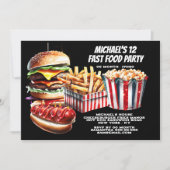 Burger Pommes Frites Hot Dog Fastfood Fasching Par Einladung (Vorderseite)