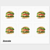 Burger Quadratischer Aufkleber (Blatt)