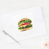 Burger Quadratischer Aufkleber (Umschlag)