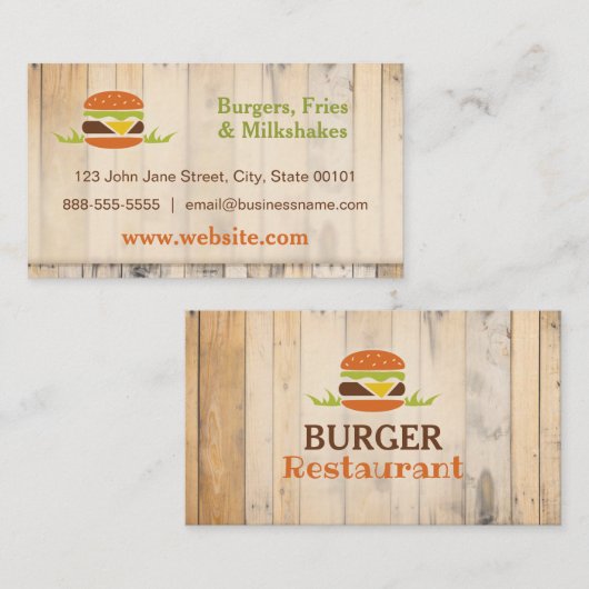Burger Restaurant Business Card Visitenkarte (Vorne/Hinten)