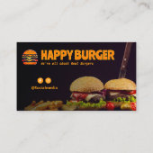 Burger Restaurant Business | Minimalistisch Dunkel Visitenkarte (Rückseite)