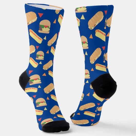 Burger-Sandwich-Party-Restaurant-Muster-Socken Socken (Gewinkelt)