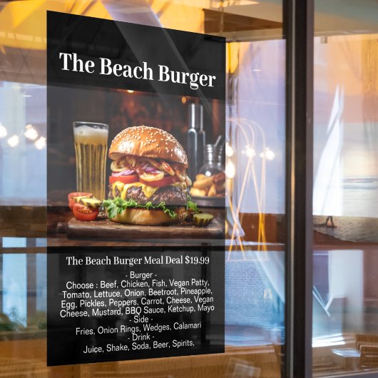 Burger Shop Meal Fast Food Restaurant Bar Business Fensteraufkleber