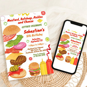 Burger-Snack-Party-Einladung zum Geburtstag Einladung
