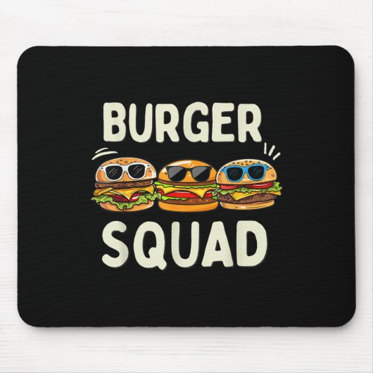 Burger Squad Funny Hamburger Fast Feinschmecker li Mousepad (Vorne)