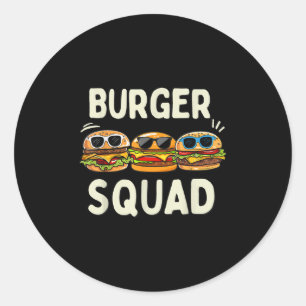 Burger Squad Funny Hamburger Fast Feinschmecker li Runder Aufkleber