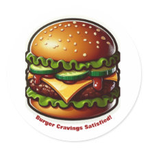 Burger Sticker Food Cravings Zufriedene Gestaltung