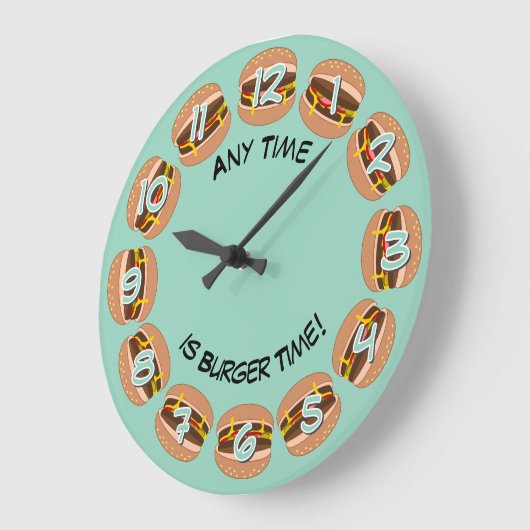 Burger Time & eigener Text: Funny Mancave oder Küc Große Wanduhr (Winkel)