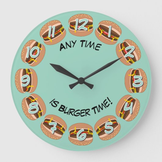 Burger Time & eigener Text: Funny Mancave oder Küc Große Wanduhr (Vorderseite)