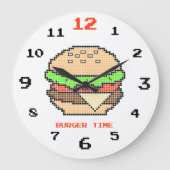 Burger Time – Pixel Art Design Große Wanduhr (Vorderseite)