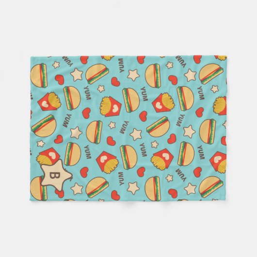 Burger-u. Fischrogen-Monogramm Fleecedecke (Vorderseite (Horizontal))