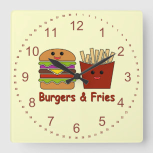 Burger u. Fischrogen Quadratische Wanduhr