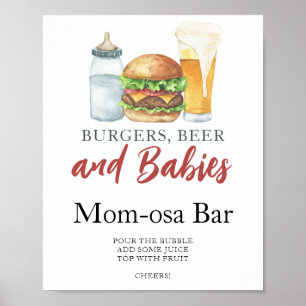 Burger und Bier Baby Shower Momosa Bar Poster
