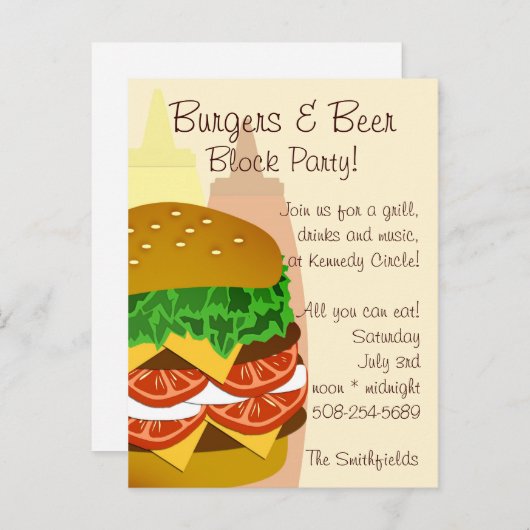 Burger und Bier, Block-Party Einladung 2 (Vorne/Hinten)